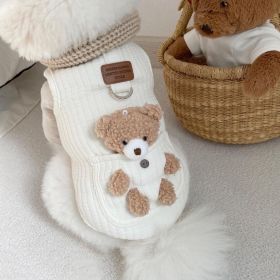 Pet Dog Cotton Vest Clothes With Traction Ring (Option: White-XS)