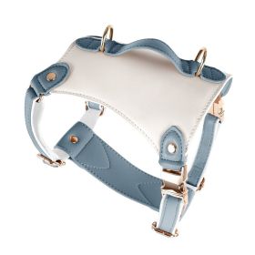 Leather Pet Vest Type Lead Rope Chest Strap (Option: Breast strap grey blue-M)