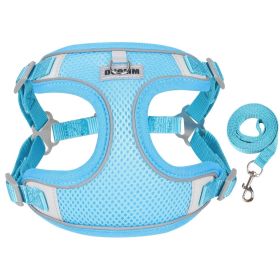 Dog Leash Teddy Breathable Pet Chest Strap (Option: Blue-L)