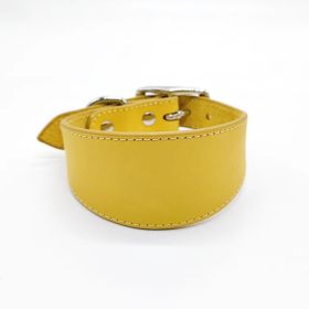 Real Leather Cowhide Pet Collar (Option: Yellow-S)