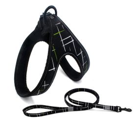 Colorful Printed Oxford Fabric Reflective Pet Harness (Option: Black line traction rope-M)