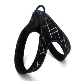 Colorful Printed Oxford Fabric Reflective Pet Harness (Option: Black line webbing leash-M)