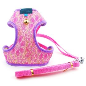 Pet Dog And Cat Undershirt Type Leash Chest Harness (Option: Rose Red-S)