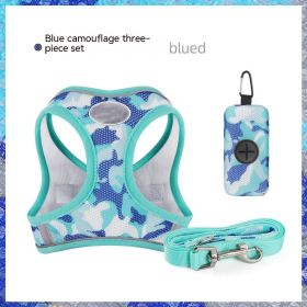 New Dog Hand Holding Rope Vest-style Breast Strap Reflective Breathable Pet Products (Option: Blue Camouflage-M)