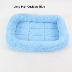 Teddy Bichon Cage Mat Small And Medium Dog Mat TeddyPomeranian Cotton Cushion (Option: Sky Blue Long Hair-L Large About 68X50CM)