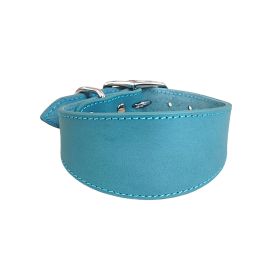 Real Leather Cowhide Pet Collar (Option: Sky Blue-M)