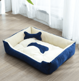 Kennel Four Seasons Golden Retriever Teddy Kennel Bed Mat Small Medium Dog (Option: Navy-Bone-D)
