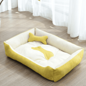 Kennel Four Seasons Golden Retriever Teddy Kennel Bed Mat Small Medium Dog (Option: Yellow-Bone-A)