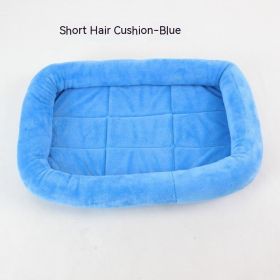 Teddy Bichon Cage Mat Small And Medium Dog Mat TeddyPomeranian Cotton Cushion (Option: Crystal Velvet Blue Short Hair-L Large About 68X50CM)