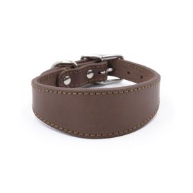 Real Leather Cowhide Pet Collar (Option: Brown-S)