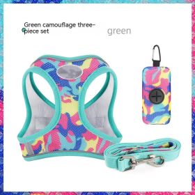 New Dog Hand Holding Rope Vest-style Breast Strap Reflective Breathable Pet Products (Option: Green Camouflage-M)