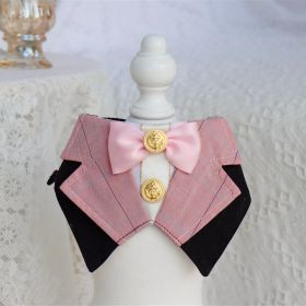 Pet Cat Dog British Academy Style Bib Tie (Option: Pink line-S)