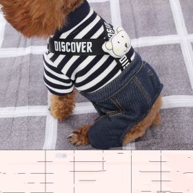 Small Dog Warm Casual Striped Strap Pants (Option: Tibetan Green White Stripe-XS)