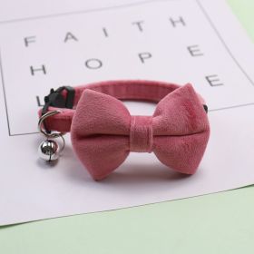 Bow Collar Small Dog Cat Adjustable Velvet (Color: Pink)