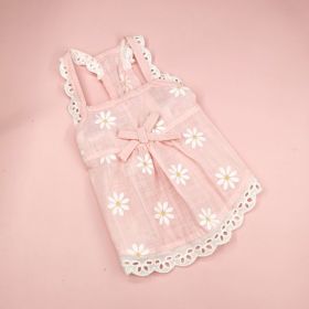 Dog Clothes Lace Skirt Cat Sunflower Printing (Option: Pink-M)