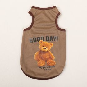 Breathable Thin Pet Clothes Summer Puppy Clothes Cat Clothes Dog Vest (Option: Brown-L)